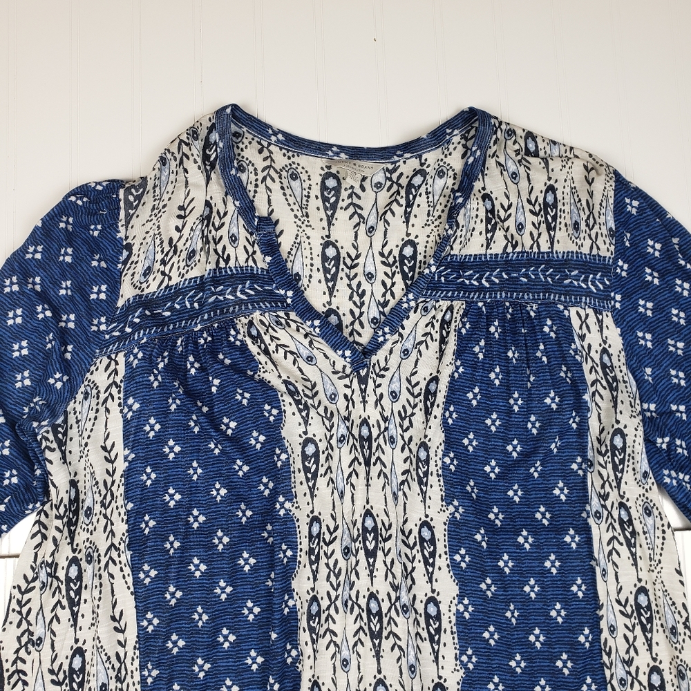 Lucky Brand blue patterned long sleeve tee - Picture 2 of 6